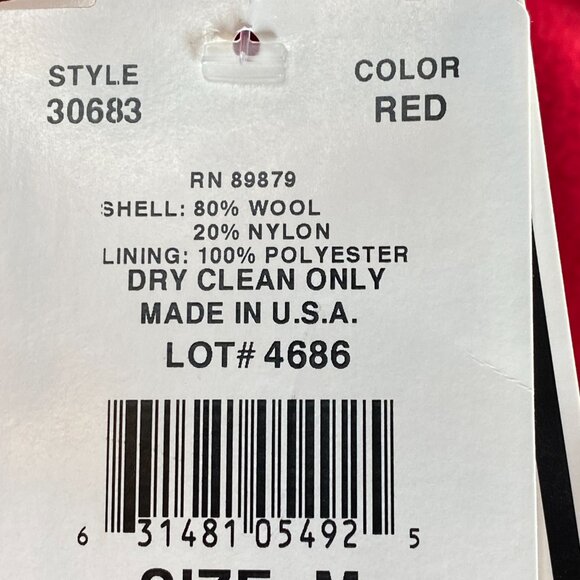 Mario De Pinto Wool Blend Coat Full Zip Women's Medium Red NWT USA - Picture 9 of 15